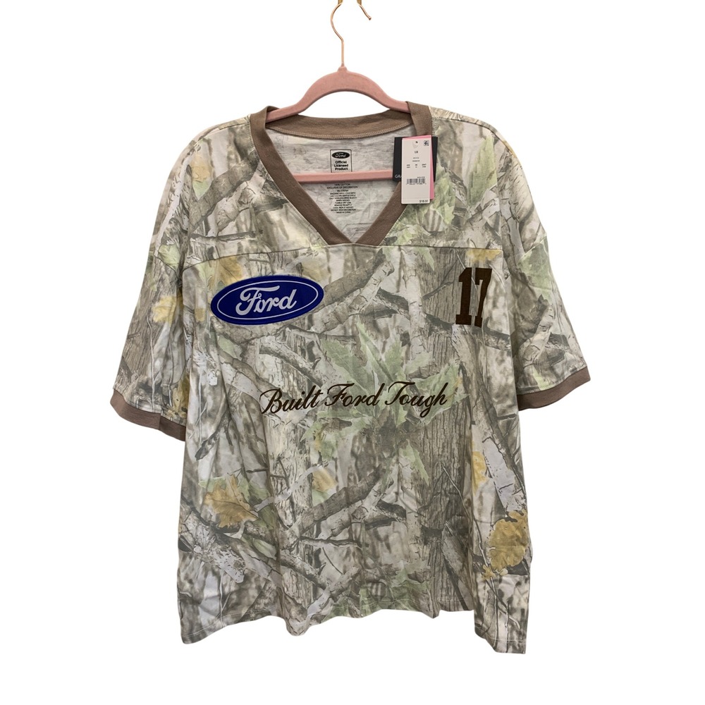 Ford Official Licensed Camo‎ Graphic T Shirt Women's 1X Built Ford Tough FX4